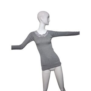 Y2k Ribbed Stretch Derek Heart Womens size Medium Lace Fairygrunge Academia Top